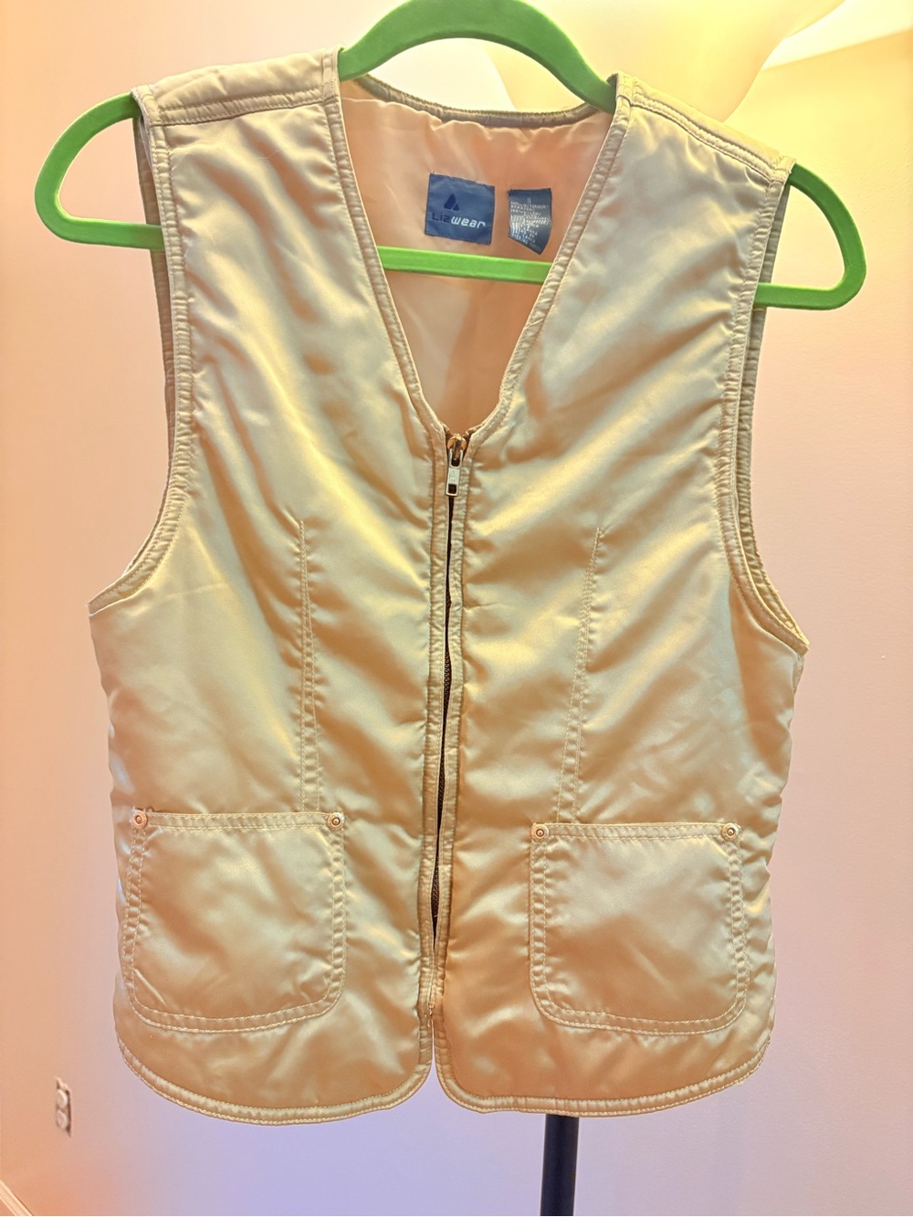 Vintage Liz Claiborne Puffy Gold Vest Size Small Gold Grommets Pockets